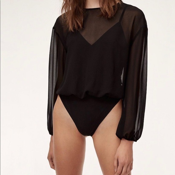 Aritzia Wilfred Bodysuit Blouse in Black - Picture 2 of 3